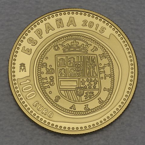 Goldmünze 100 Euro Spanien 2015 2 Escudos ceca Madrid 1615  Juwelen der Numismatik