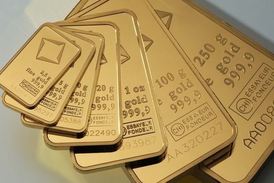 Goldbarren von Valcambi, verschiedene Stückelungen 