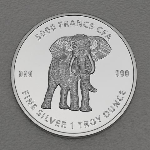 Silbermünze 1oz Tschad Mandala Serie 2019 Elefant