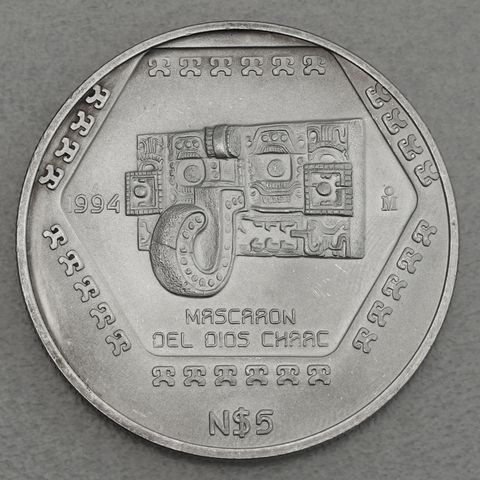 Silbermünze 1oz Mexiko Präkolumbische Kulturen - Maya Mascaron Chaac 1994