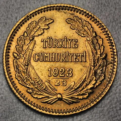 100 Kurus Goldmünze Türkei Inonu 1923-23