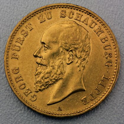 20 Reichsmark Goldmünze Georg - Schaumburg - Lippe - Prägejahre 1898, 1904 Jäger Nr. 285