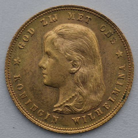 10 Gulden Goldmünze Wilhelmina Jugendbild Niederlande