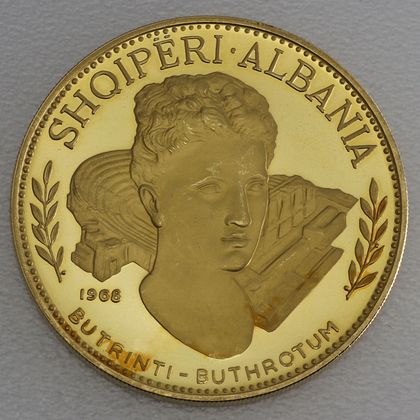 200 Leke Goldmünze Albanien 1968 - Butrinti Buthrotum Ruinen