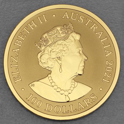 Australia Zoo, 1oz Goldmünze, Kopfseite mit Queen Elizabeth II, 2021