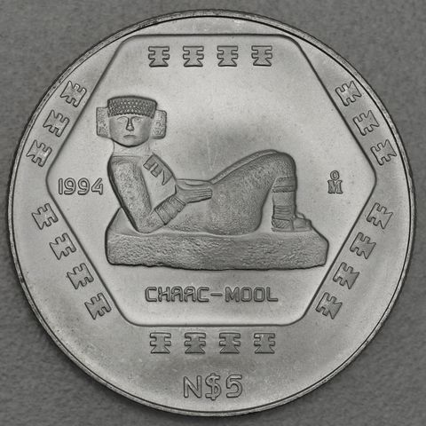 Silbermünze 1oz Mexiko Präkolumbische Kulturen - Maya Chaac Mool 1994