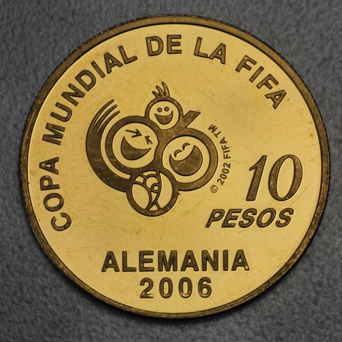 5 Pesos Goldmünze Argentinien Fussball 2004 zur Fussball WM 2006