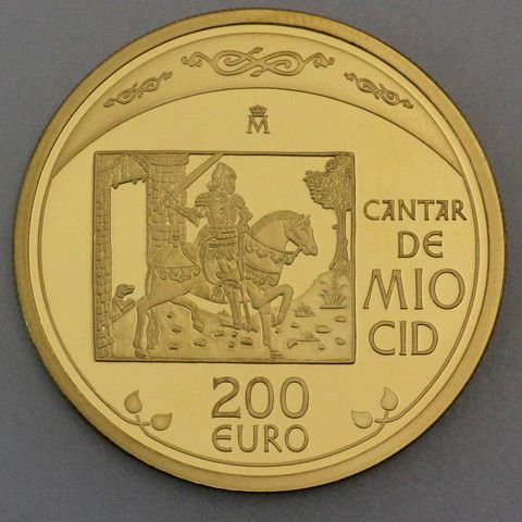 Goldmünze 200 Euro Spanien 2007 Heldenepos El Cid