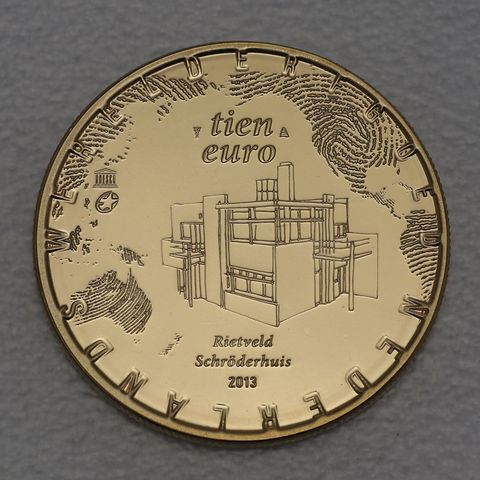 Goldmünze 10 Euro Niederlande 2013 Rietsveld Schröderhuis