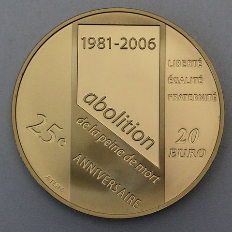 Goldmünze 20 Euro Frankreich 2006 - Abolition 