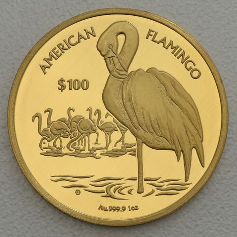 Goldmünze 100 Dollar British Virgin Islands 2021 - Flamingo (999er Feingold)