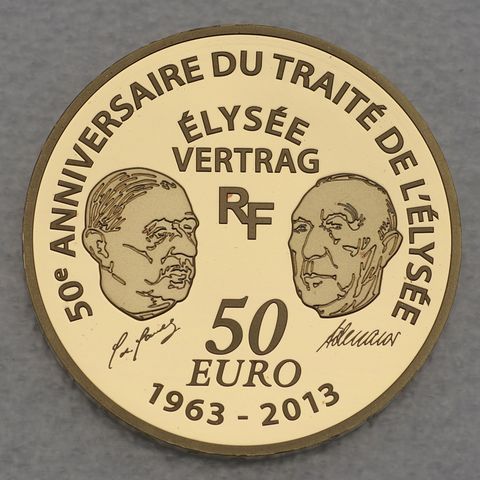 Goldmünze 50 Euro Frankreich 2013 - 50 Jahre Elysee Verträge