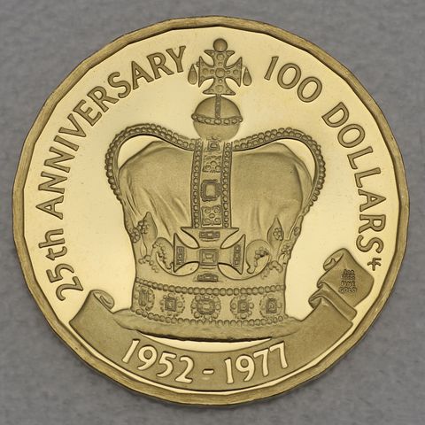 Goldmünze 100 Dollar British Virgin Islands 1977 - Queen's Silver Jubilee (900er Feingold)