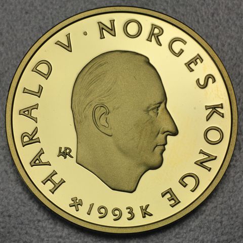 1500 Kronen Goldmünze Norwegen 1993 Lillehammer Harald V Norges Konge Olympische Spiele