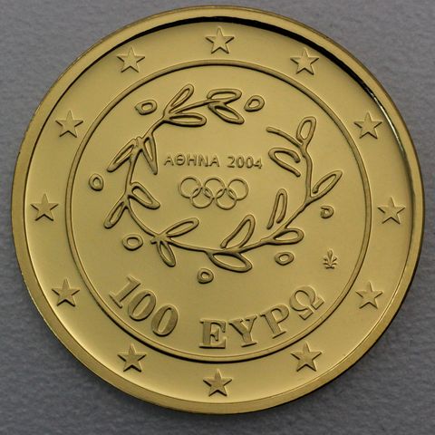 Goldmünze 100 Euro Griechenland 2004 Feuerlauf