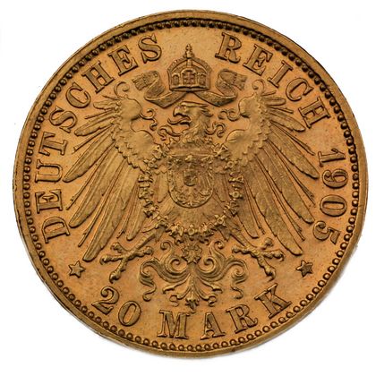 20 Mark Reichsgoldmünze Rückseitenmotiv 1890 bis 1915