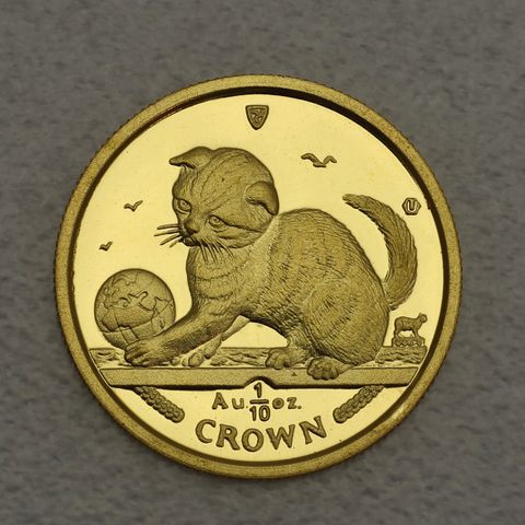 Goldmünze 1/10oz Isle of Man Cat Katzen 2000 - Scottish Fold Cat