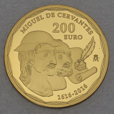 Goldmünze 200 Euro Spanien 2016 400 Todestag Miguel de Cervantes