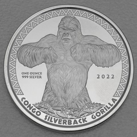 Silbermünze 1oz Congo Silverback Gorilla 2022