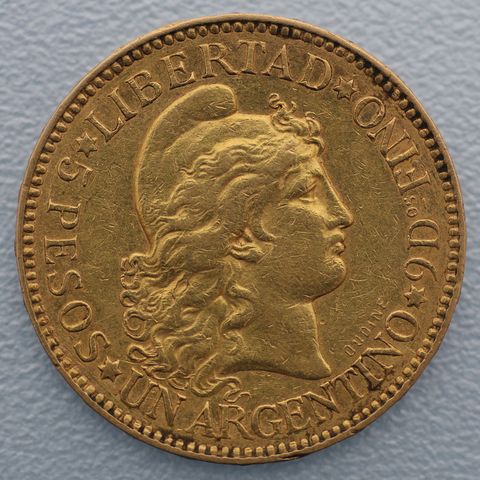 5 Pesos Goldmünze Argentinien 1888