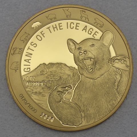 Goldmünze 1oz Ghana Giants of Ice Age 2020 - Höhlenbär