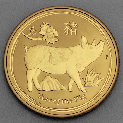 Lunar II, 1oz Goldmünze, Schwein, 2019