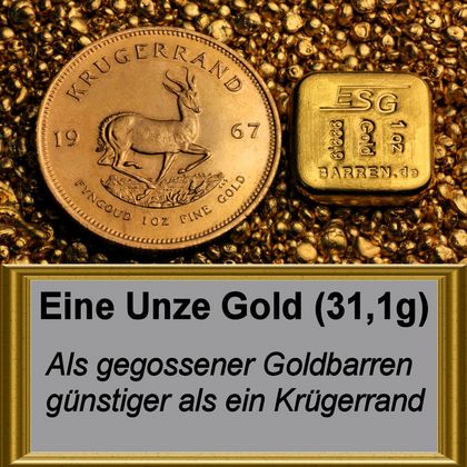 1oz Feingoldbarren quadratisch gegossen von Heimerle+Meule