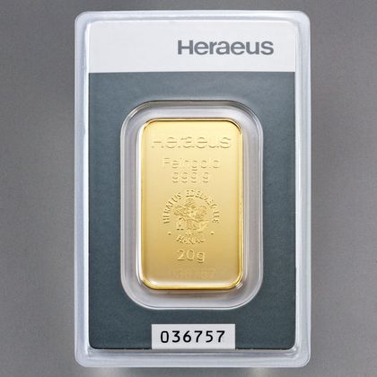 20g Heraeus Goldbarren