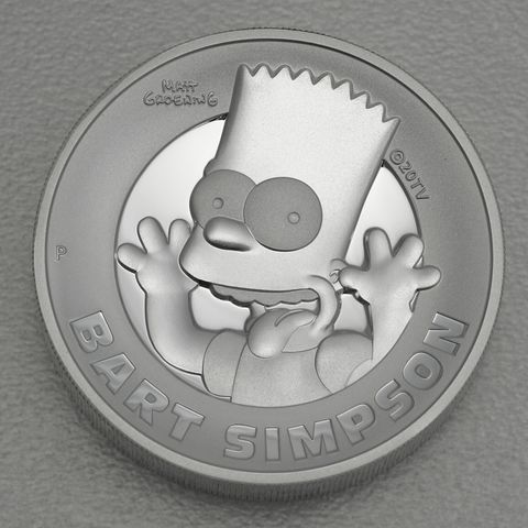 Silbermünze 2oz The Simpsons 2022 - Bart Simpson High Relief Polierte Platte