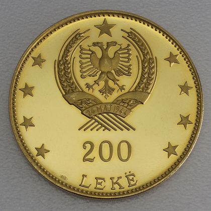 200 Leke Goldmünze Albanien 1968 - Butrinti Buthrotum Ruinen