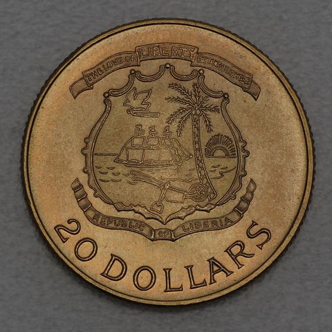 Goldmünze 20 Dollars Liberia 1964 - Präsident William Vacanarat Shadrach Tubman