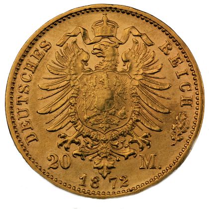 20 Mark Reichsgoldmünze Rückseitenmotiv 1871 bis 1873