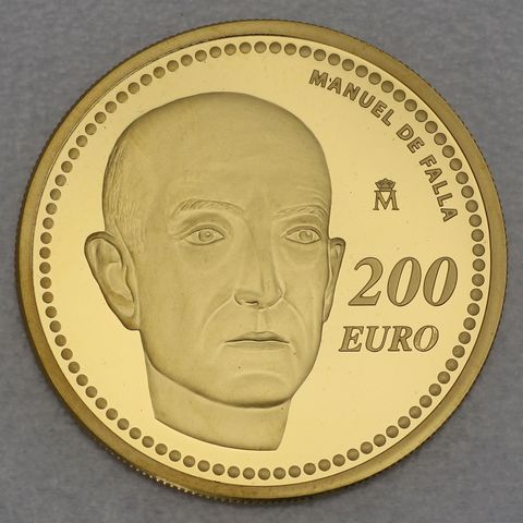 Goldmünze 200 Euro Spanien 2014 Manuel de Falla