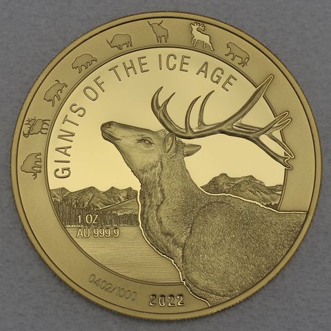 Goldmünze 1oz Ghana Giants of Ice Age 2022 - Rentier