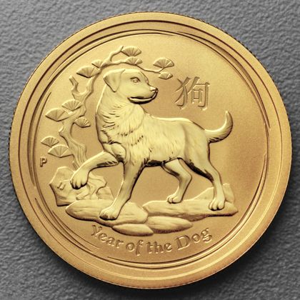 Lunar II, 1oz Goldmünze, Hund, 2018