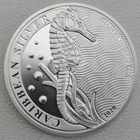 Silbermünze 1oz Barbados Caribbean Silver Seahorse 2020