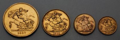 5 Pfund, 2 Pfund, 1 Pfund Sovereign, 1/2 Pfund Sovereign Goldmünzen