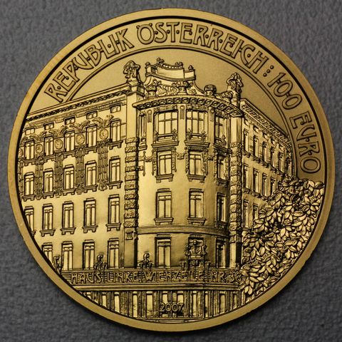 Goldmünze 100 Euro Österreich 2007 - Linke Wienzeile 38 - Wiener Jugendstil