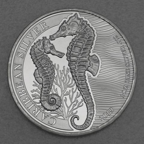 Silbermünze 1oz Barbados Caribbean Silver Seahorse 2019