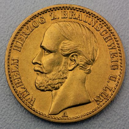 20 Reichsmark Goldmünze Wilhelm - Braunschweig-Lüneburg Prägejahr 1875 Jäger Nr. 203