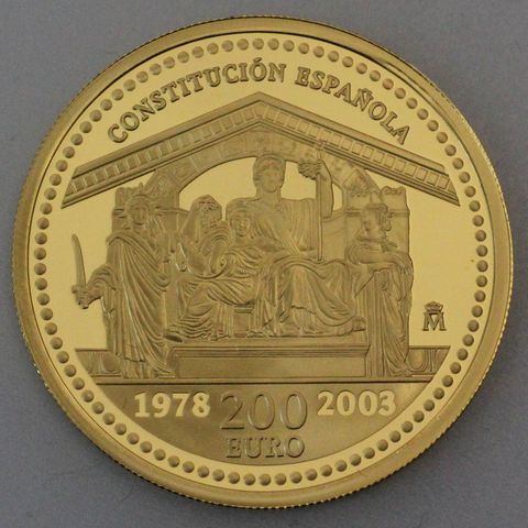 Goldmünze 200 Euro Spanien 2003 Verfassung