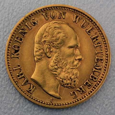 5 Reichsmark Goldmünze Karl - Württemberg - Prägejahre 1877, 1878 Jäger Nr. 291