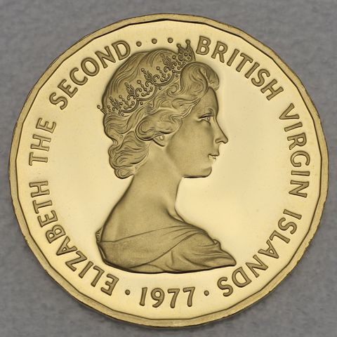 Goldmünze 100 Dollar British Virgin Islands 1977 - Queen's Silver Jubilee (900er Feingold)