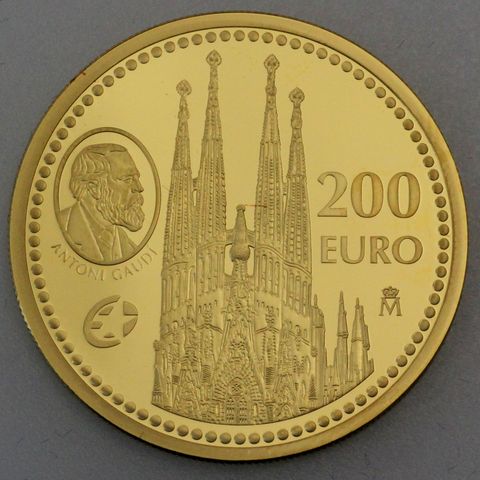 Goldmünze 200 Euro Spanien 2010 Antoni Gaudi