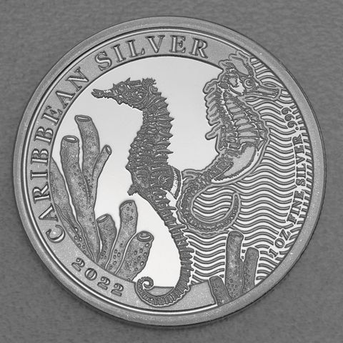 Silbermünze 1oz Barbados Caribbean Silver Seahorse 2022