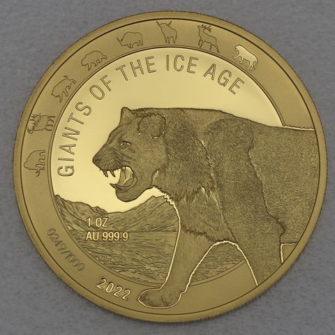 Goldmünze 1oz Ghana Giants of Ice Age 2022 - Höhlenlöwe