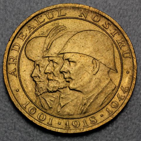 20 Lei Goldmünze Rumänien Kriegerdenkmal Soldaten Romania 1601 - 1918 - 1944