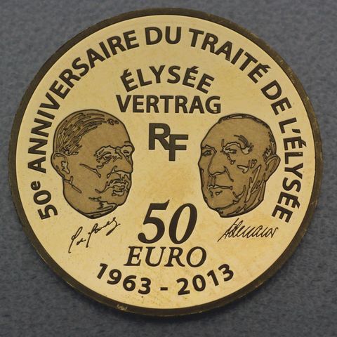 Goldmünze 50 Euro Frankreich 2013 - 50 Jahre Elysee Vertrag