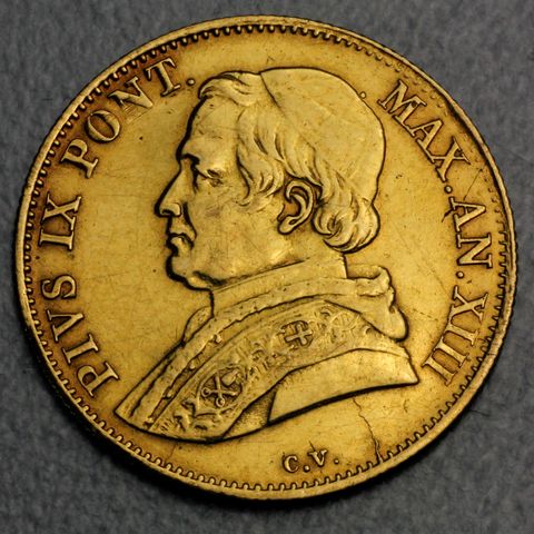 1 Scudo Romano PIVS IX 1859 Goldmünze Vatikan