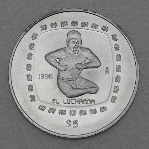 Silbermünze 1oz Mexiko Präkolumbische Kulturen - Olmeken Ringkämper 1998